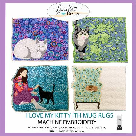 I Love My Kitty Mug Rugs ITH - Embroidery