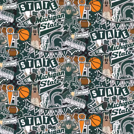 NCAA-Michigan State Doodle Allover cotton