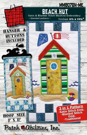 Beach Hut Pattern with Buttons and Hanger Machine Embroidery Version