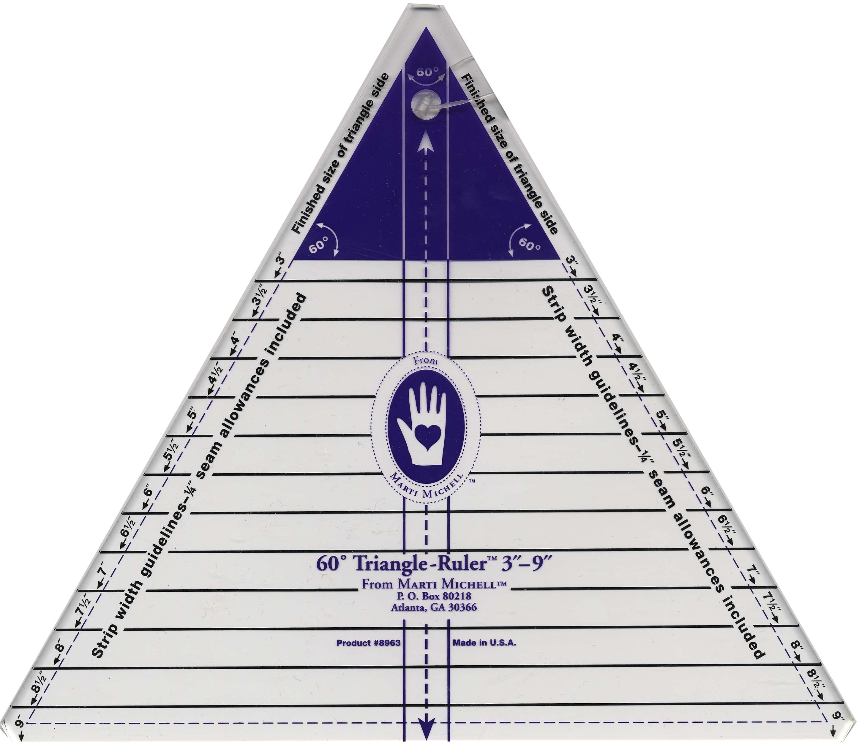 Triangle Ruler Large 60 Degree 3in to 9in By Michell, Marti