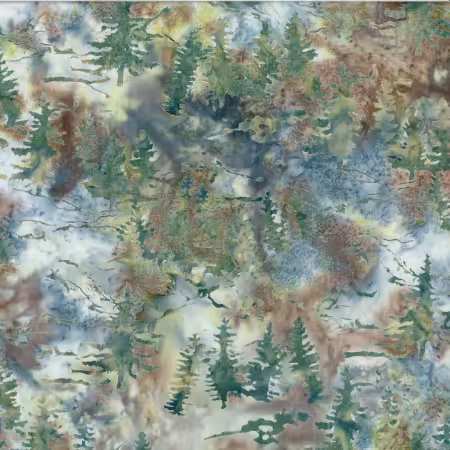 Woodland Batiks Mountains & Trees Sage
