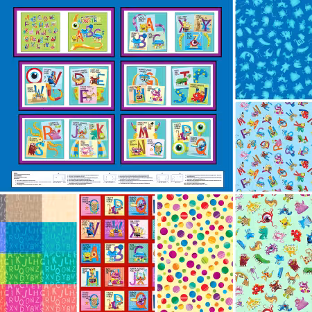 Assortment My Silly Monster ABCs, 7pcs x 10yds (ABC Blocks is 8yds)