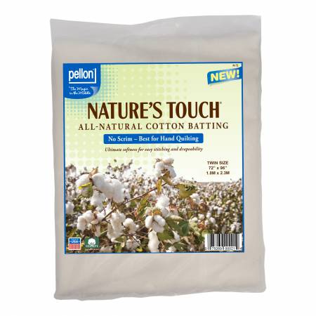 Pellon Natures Touch 100% Natural Cotton Batting no scrim Twin-Sized 72in x 90in