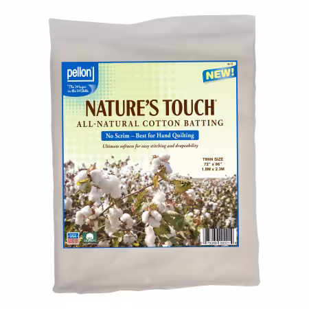 Pellon Natures Touch 100% Natural Cotton Batting no scrim Twin-Sized 72in x 90in