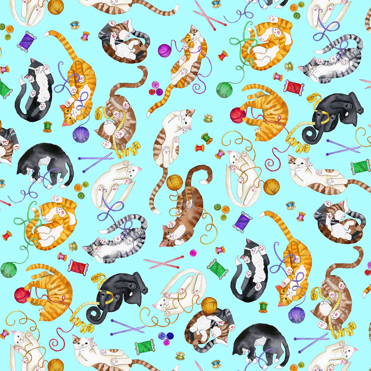 Mint Cats Comfy Flannel Double Brushed