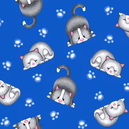 Blue Lying Cats Flannel