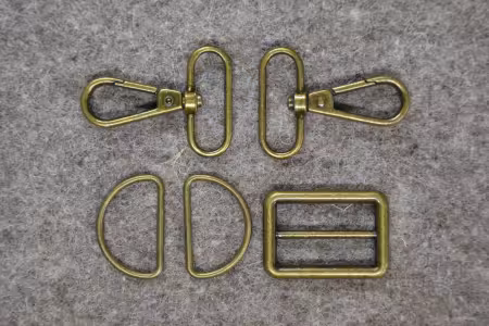 Bronze 1-1/4in Wide Bag Strap Hardware 5pc