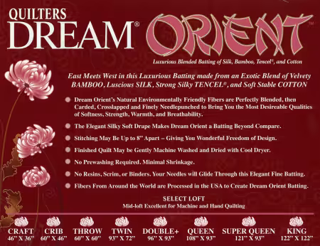 Quilters Dream Orient Select Natural Full 93inx96in 6 Per Box