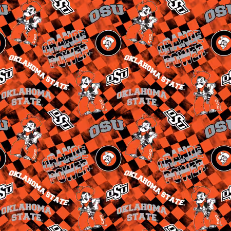 Oklahoma State Check Allover Cotton