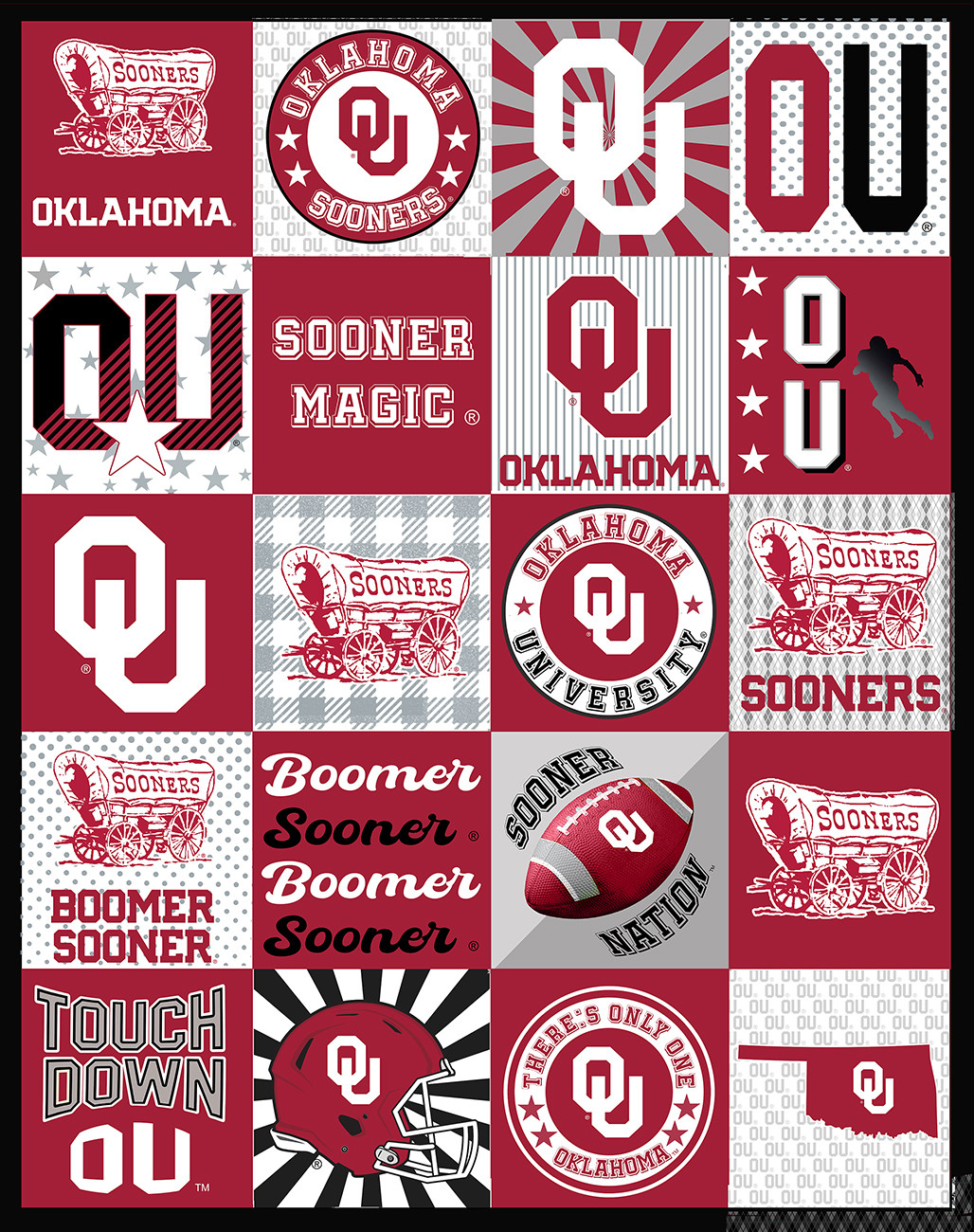 Oklahoma T-Shirt Minky Panel, 60in x 60in