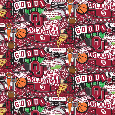 NCAA-Oklahoma Doodle Allover cotton