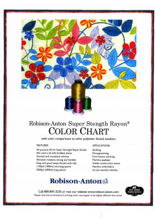 Robison Anton Rayon Thread Paper Color Chart