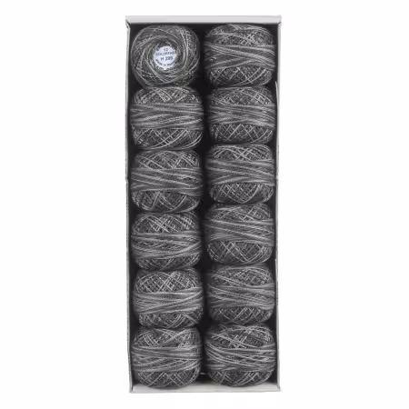 Valdani Variegated Pearl Cotton Ball SZ12 109yd Khaki Black