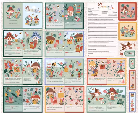 Thimbelina & the Sewing Fairies 35 1/2in x 43 1/2in Storybook Panel