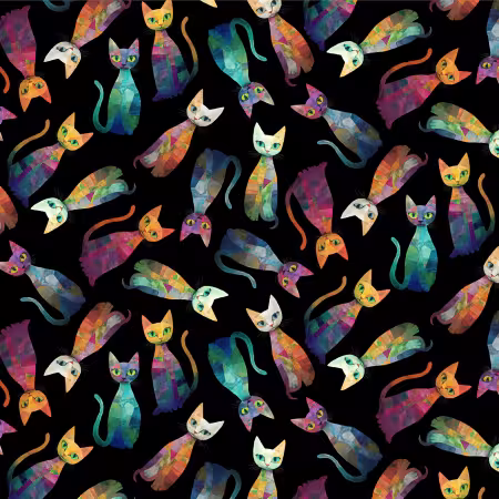 Black Tossed Quilt Cats