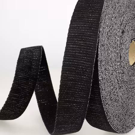 Webbing with Metallic Black & Silver 1-3/16in x 22yds