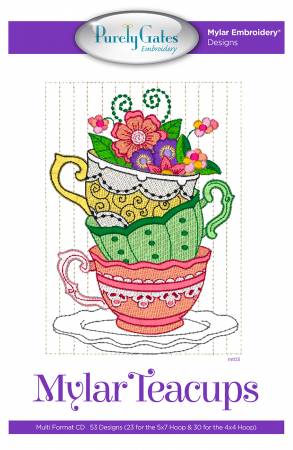 Mylar Teacups Machine Embroidery CD