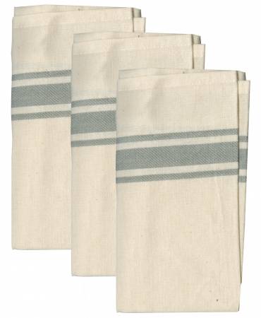 Aunt Martha's Gray Bold Twill Stripe Towels Pkg of 3