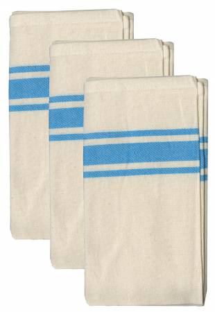 Aunt Martha's Turquoise Bold Twill Stripe Towels Pkg of 3