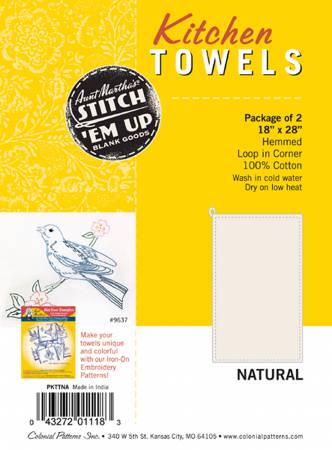 Stitch Em Up Solid Natural Kitchen Towel