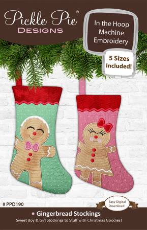 Gingerbread Stockings Machine Embroidery Design Set