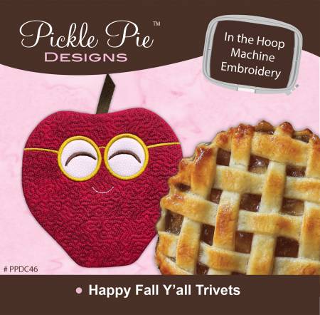 Happy Fall Y'all Trivets In the Hoop Machine Embroidery Design CD