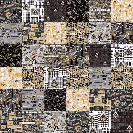 NCAA Purdue Collegiate Cheater Quilt Allover Cotton 60in
