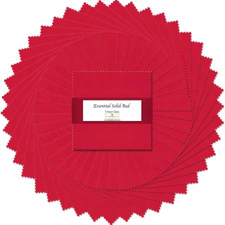 5in Squares Essential Solids Red, 42pcs, 12 bundles/pack