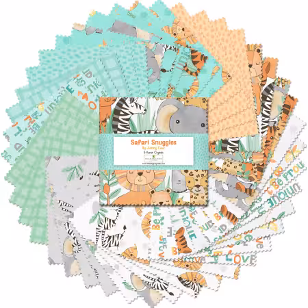 5in Squares, Safari Snuggles, 42pcs, 12 bundles/pack