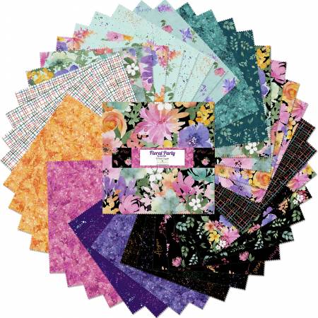 10in Squares Floral Party, 42pcs, 4 bundles/pack