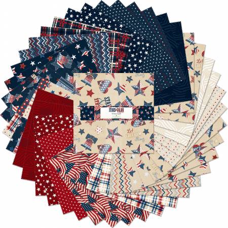 10in Squares, Stars of Valor, 42pcs, 4 bundles/pack