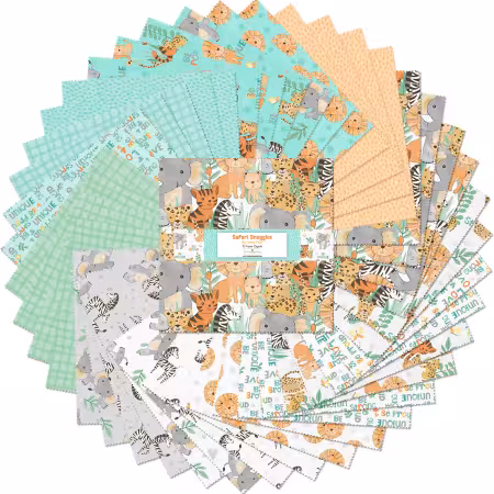 10in Squares, Safari Snuggles, 42pcs, 4 bundles/pack