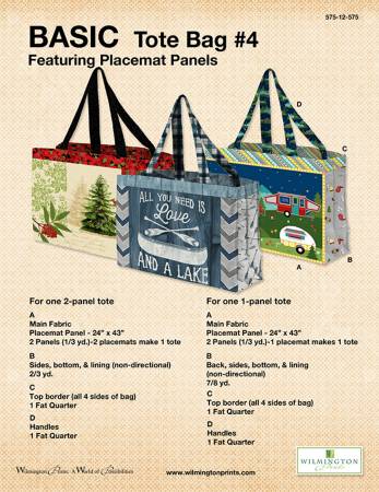 Basic Tote Bags Placemat Panels, Free Download below, will NOT SHIP.