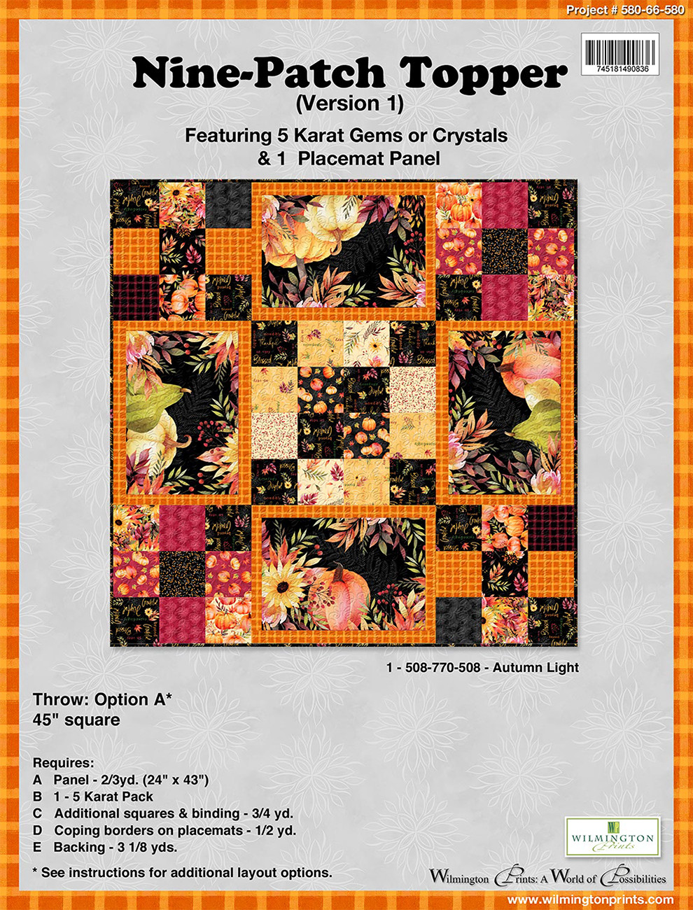 Project Sheet Nine Patch Toppe 12/pk