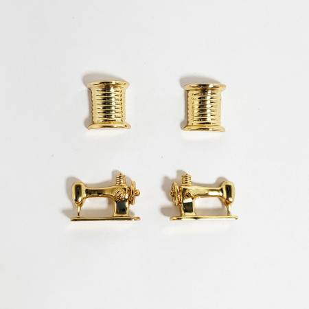 Thread & Machine Earring Set of 2 Gold