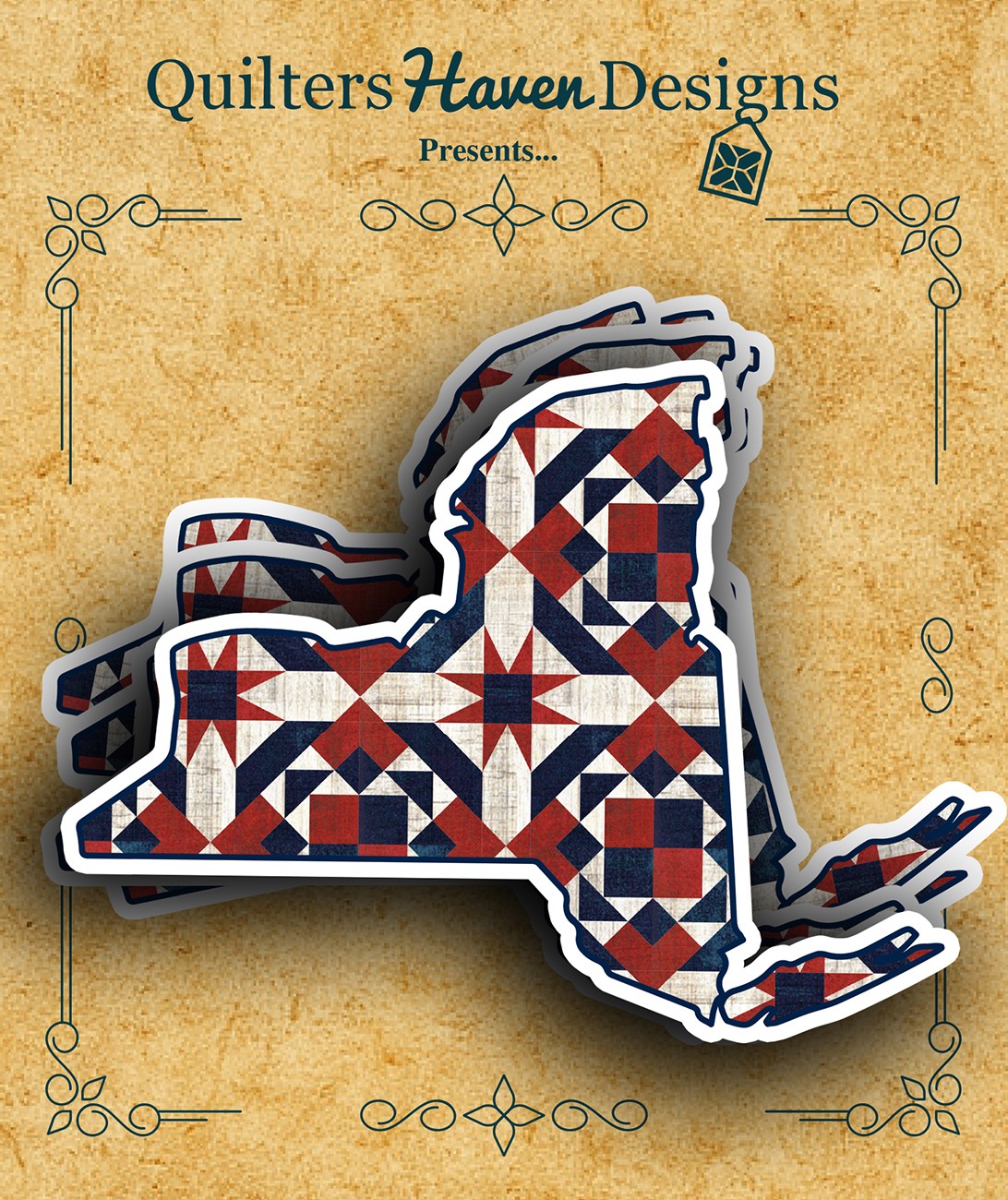 Freedom Quilt Sticker New York 6pk