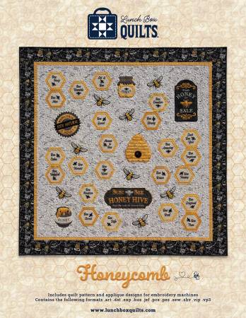 Honeycomb Applique Machine Embroidery Quilt Pattern with Redemption Code and CD