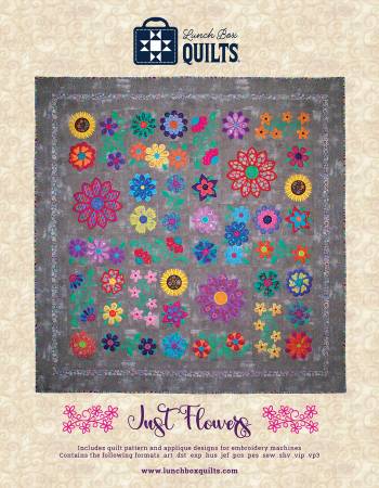 Just Flowers Applique Machine Embroidery Pattern with Redemption Code and CD