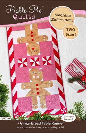 Gingerbread Table Runner Quilt Machine Embroidery Design Set