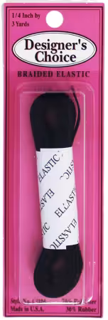 Braided Elastic 1/4in x 3yd Black