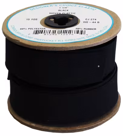 Woven Girdle Elastic 1-1/4in x 15yd Black