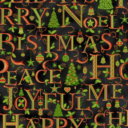 Black Holiday Words w/Metallic