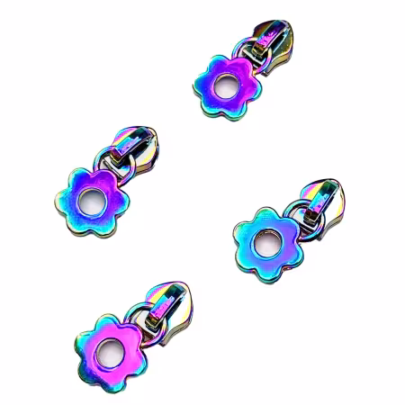 Iridescent Flower Zipper Pulls