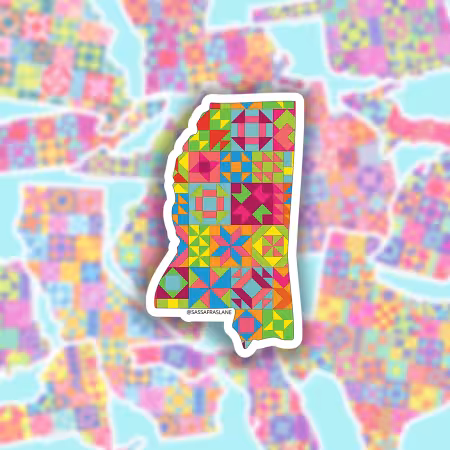 Mississippi State Quilt Stickers 6pk