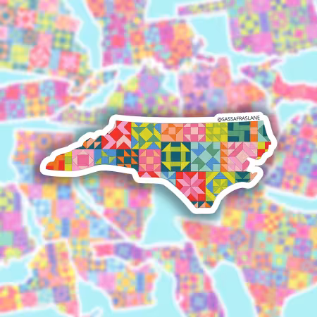 North Carolina State Quilt Stickers 6pk