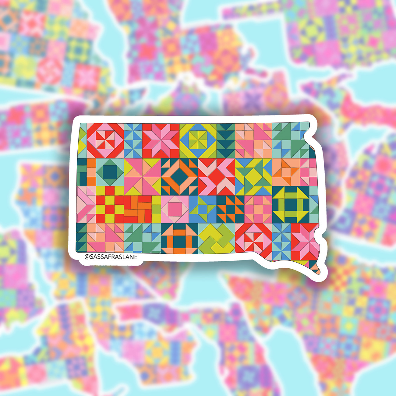 South Dakota State Quilt Stickers 6pk