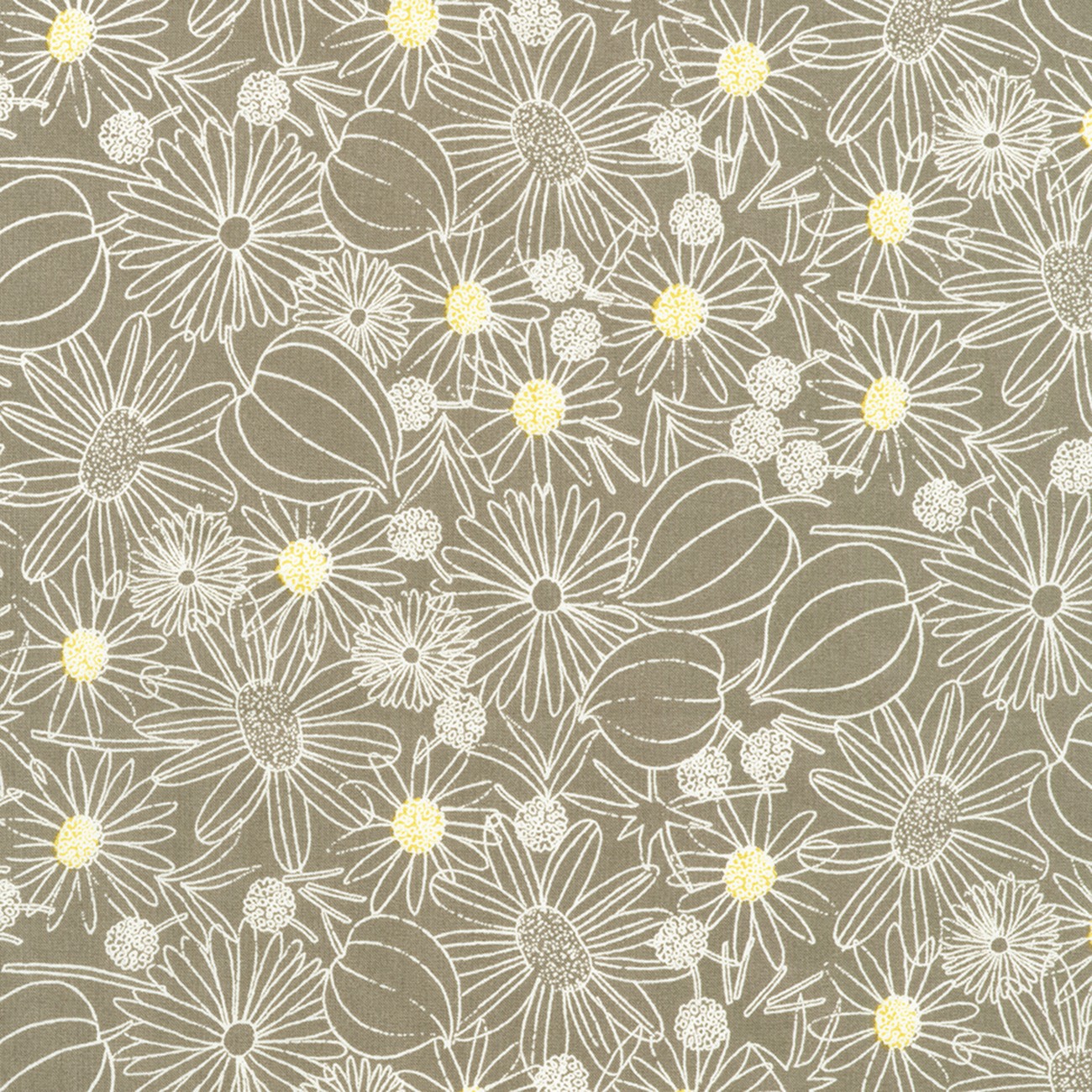 Packed Daisies Taupe Gray