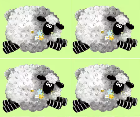 Light Green Lew the Ewe 36in Fat Quarter Sheep Panel