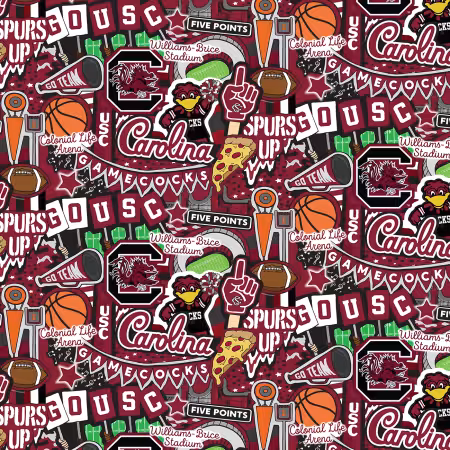 NCAA-So Carolina Doodle Allover cotton
