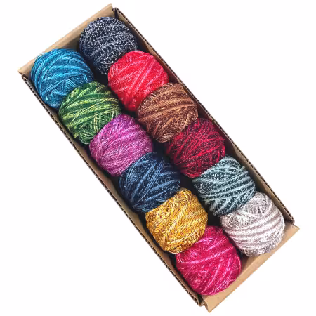 Valdani Sparkle Pearl Cotton Ball Sz12 100 meter 12 Colors Sparkly Gems